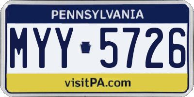 PA license plate MYY5726