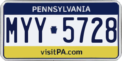 PA license plate MYY5728