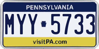 PA license plate MYY5733