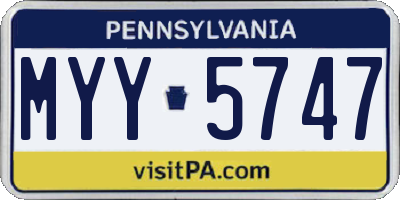 PA license plate MYY5747