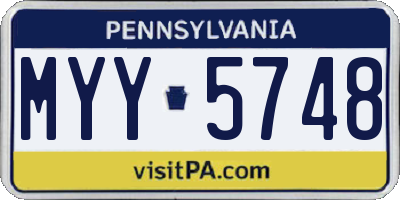 PA license plate MYY5748
