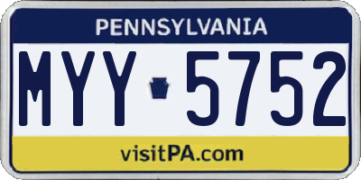 PA license plate MYY5752