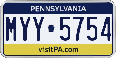 PA license plate MYY5754