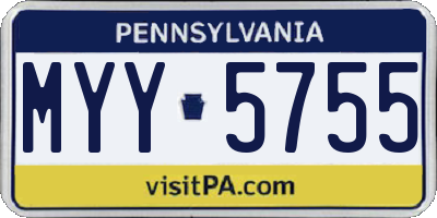 PA license plate MYY5755