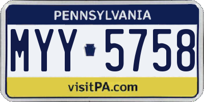 PA license plate MYY5758