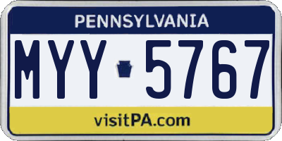 PA license plate MYY5767