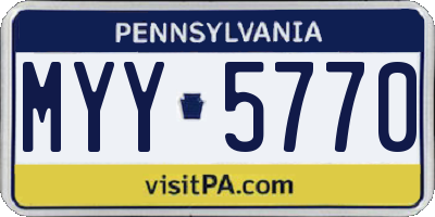 PA license plate MYY5770