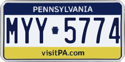 PA license plate MYY5774