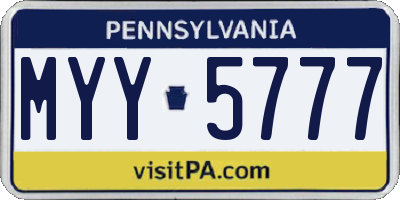 PA license plate MYY5777