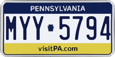 PA license plate MYY5794