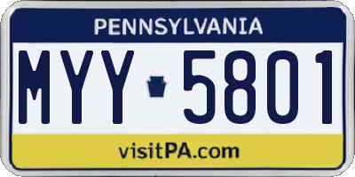 PA license plate MYY5801