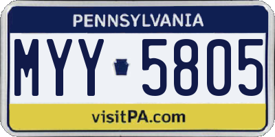 PA license plate MYY5805