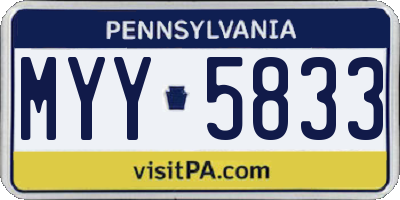 PA license plate MYY5833