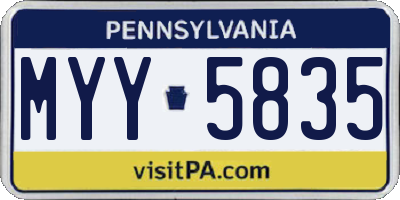 PA license plate MYY5835