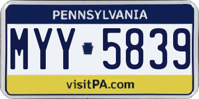 PA license plate MYY5839