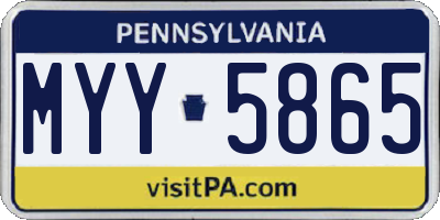 PA license plate MYY5865