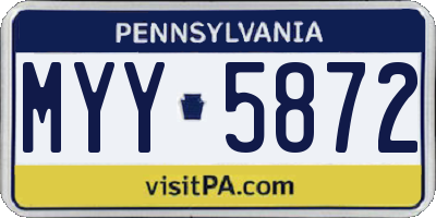 PA license plate MYY5872