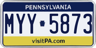 PA license plate MYY5873