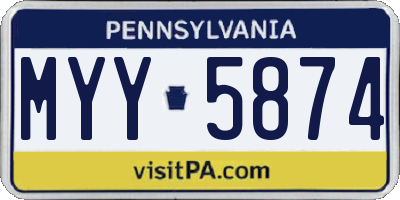 PA license plate MYY5874