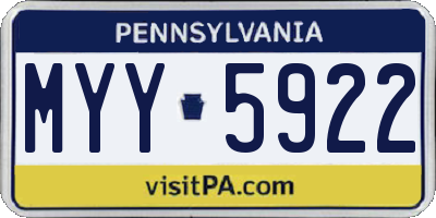 PA license plate MYY5922