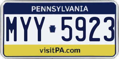PA license plate MYY5923