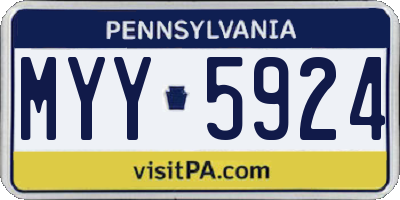 PA license plate MYY5924
