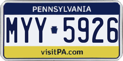 PA license plate MYY5926