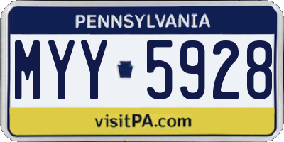 PA license plate MYY5928