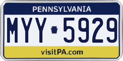PA license plate MYY5929