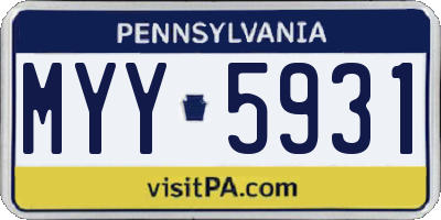 PA license plate MYY5931