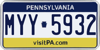 PA license plate MYY5932