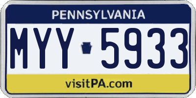 PA license plate MYY5933