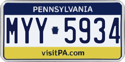 PA license plate MYY5934