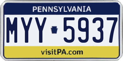 PA license plate MYY5937