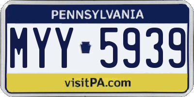 PA license plate MYY5939