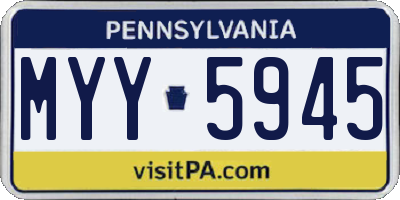 PA license plate MYY5945