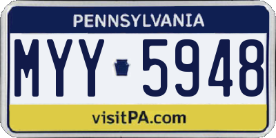 PA license plate MYY5948
