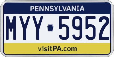 PA license plate MYY5952