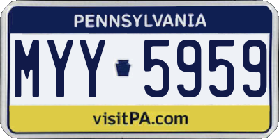 PA license plate MYY5959