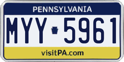 PA license plate MYY5961
