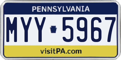PA license plate MYY5967