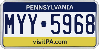 PA license plate MYY5968