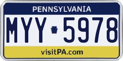 PA license plate MYY5978