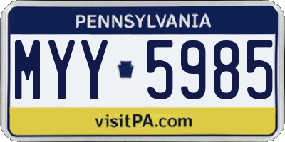 PA license plate MYY5985