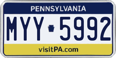 PA license plate MYY5992