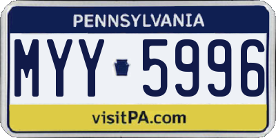 PA license plate MYY5996
