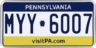 PA license plate MYY6007