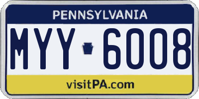 PA license plate MYY6008