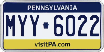 PA license plate MYY6022