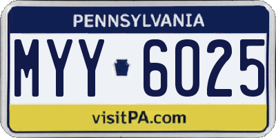 PA license plate MYY6025